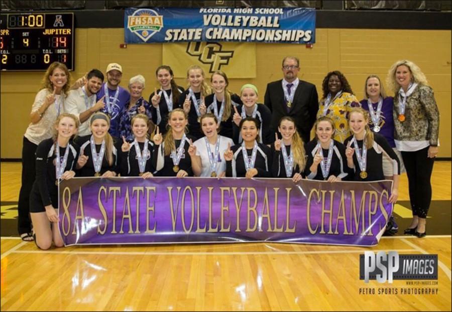 On Saturday, November 14, the Winter Springs girls volleyball team won the state championship winning three out of the four matches against rival Jupiter. 