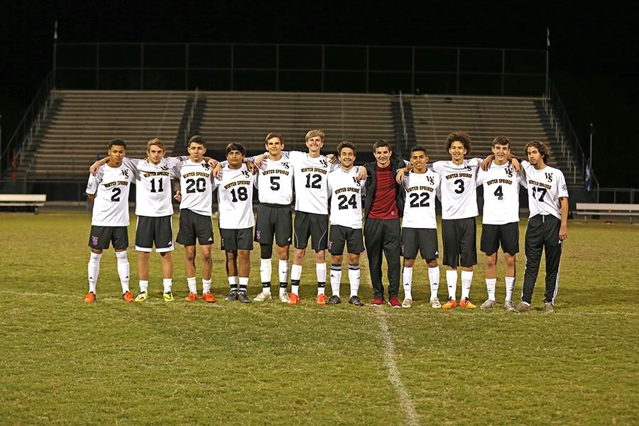 The seniors of the boys Varsity soccer team from their senior night. The team ended the season as fourth in the district with a record of 3-3-0.
