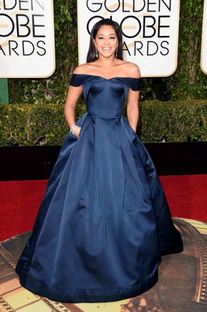 Actress Gina Rodriguez was among the best dressed in a navy blue Zac Posen dress. 