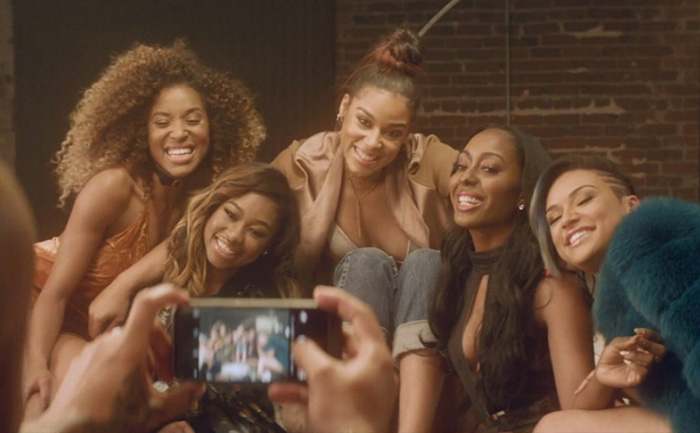 Left to right: Brienna, Shyann, Kristal, Ashly, and Gabrielle, on the set of the first official music video, L.A.N.C.E. 
