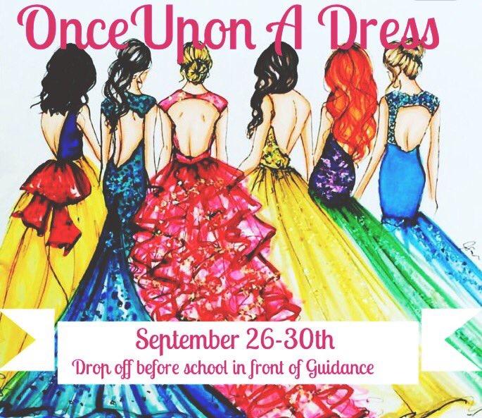 From Monday, September 26th, 2016 to Friday, September 30th, 2016 students can drop off their old formal dresses at the Guidance office.