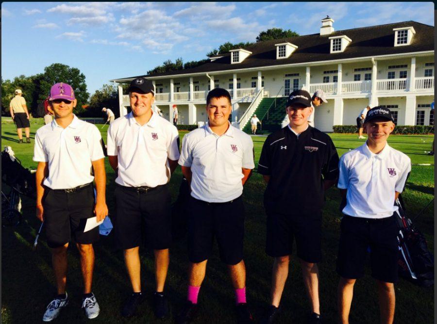 The Boys Golf team competing at the 3A District 5 Championship.