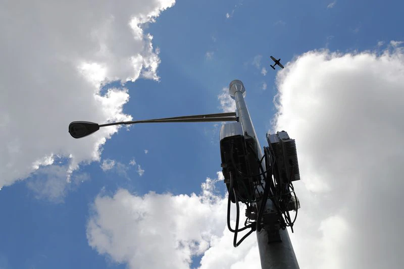 A cell tower at the University of Central Florida’s campus houses 5G connectivity.