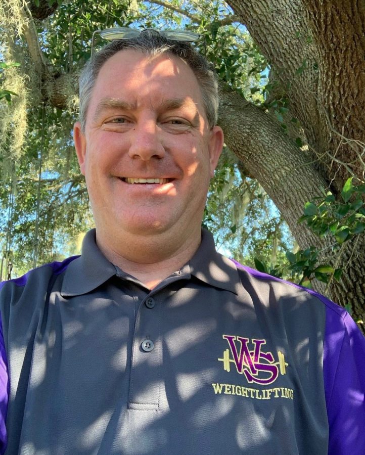 Principal Pete Gaffney shows his support by wearing a WSHS weightlifting polo shirt.