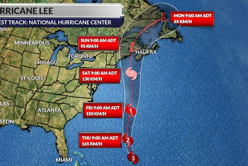 Hurricane Lee takes aim for the east coast of North America